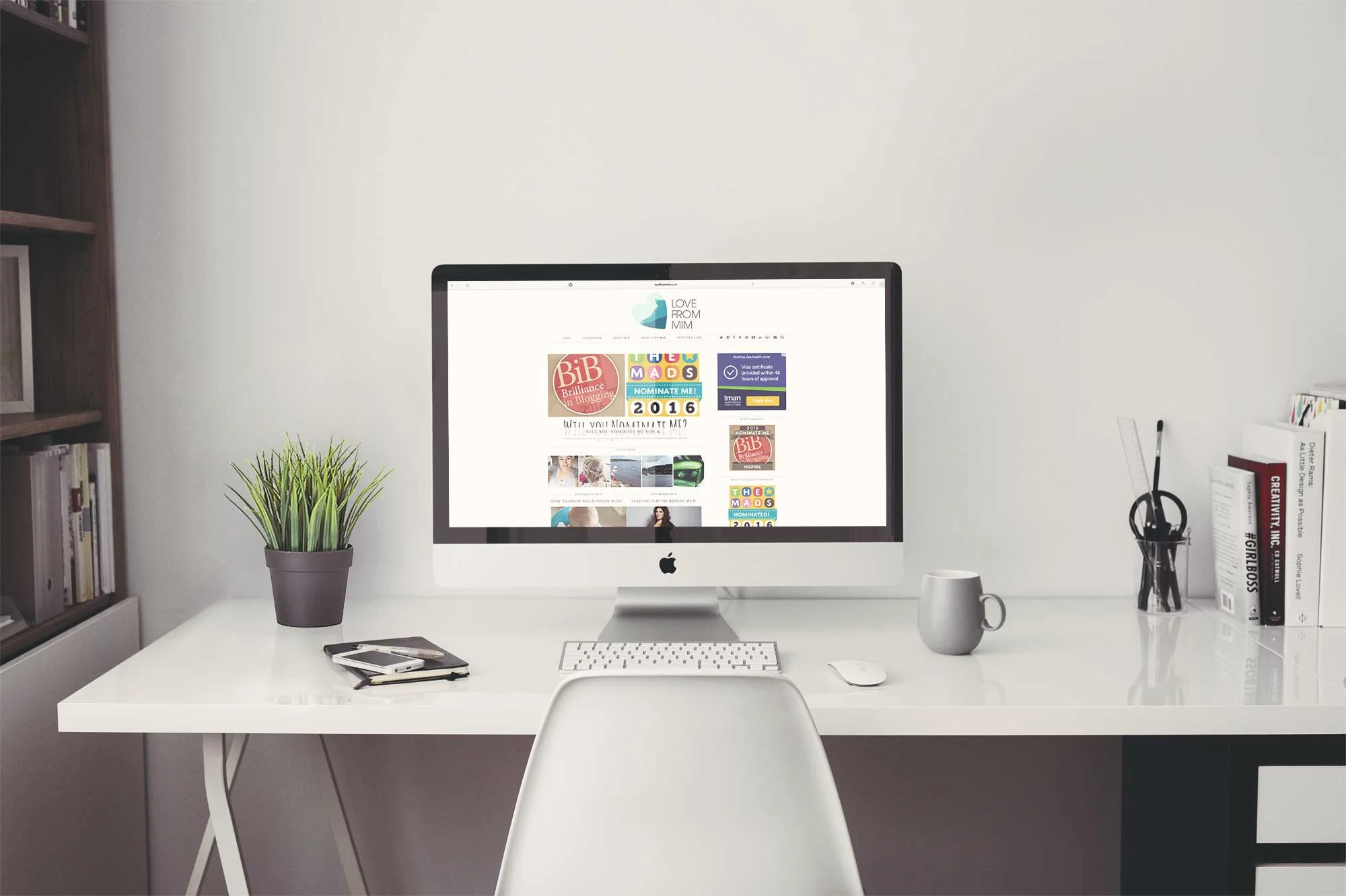 Brand Identity, logo, homepage and social media design for LovefromMim.com