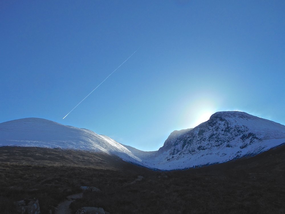 Perfect morning and the sun beginning to rise over Ben Nevis