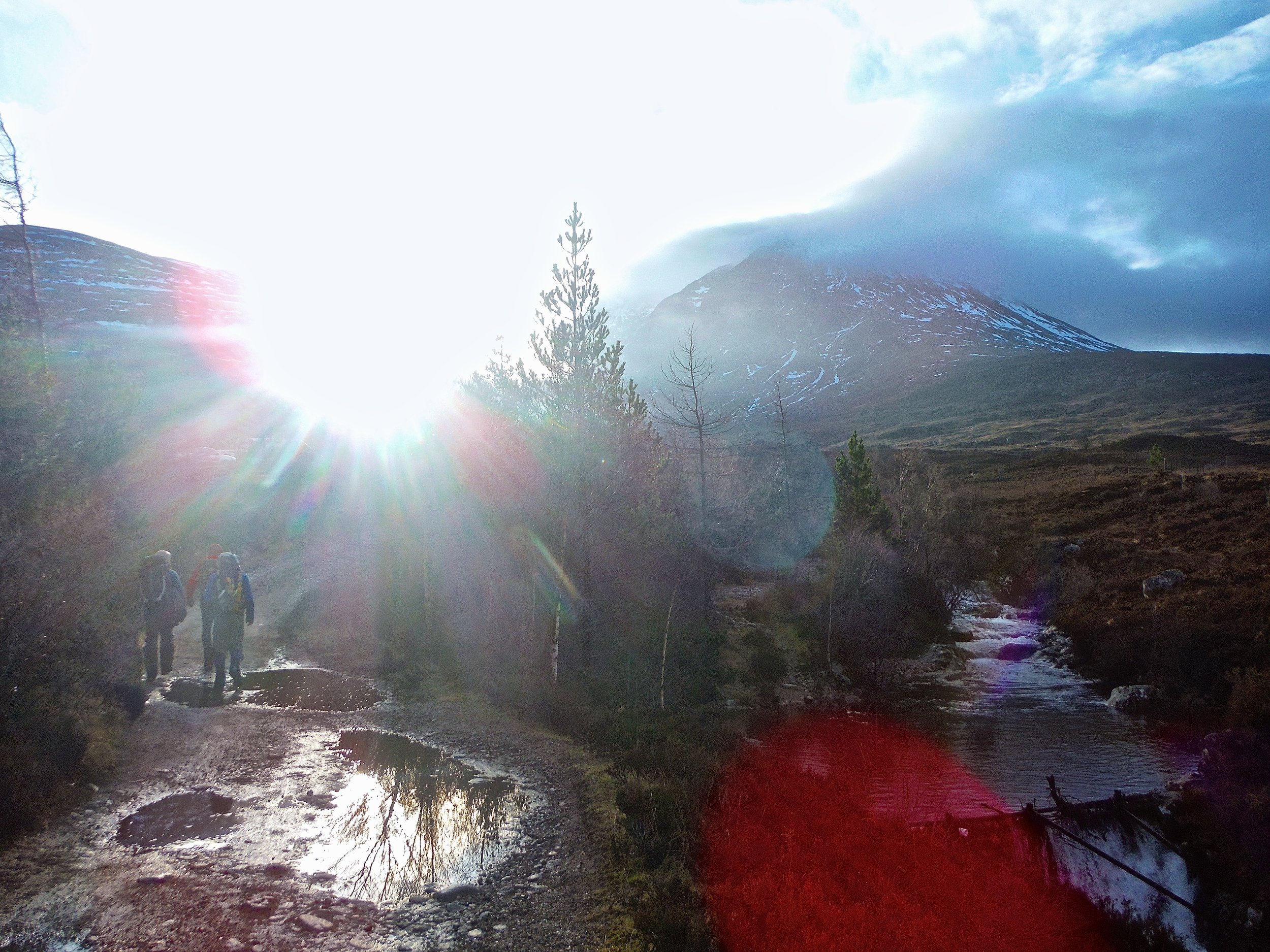 Walking in to the base of the climb