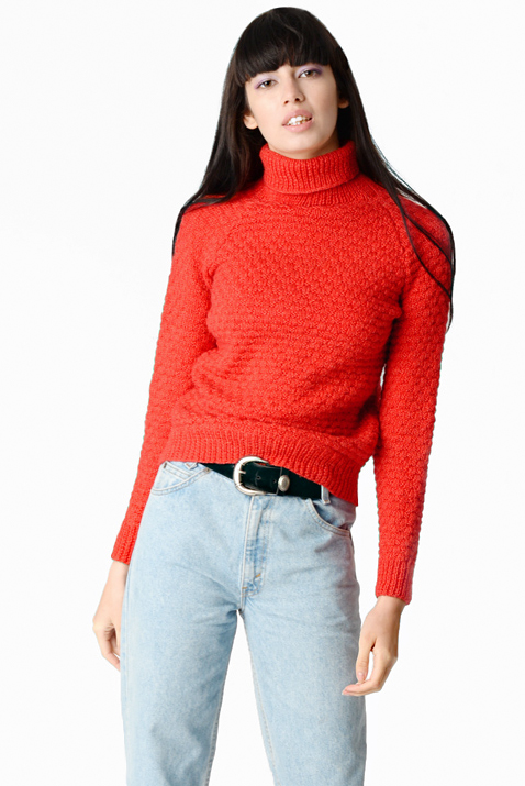 Thick Red Polo Neck Jumper UK 10 