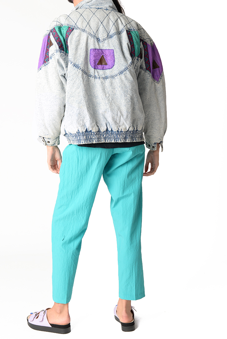 Denim Aztec Bomber Jacket S — purple 