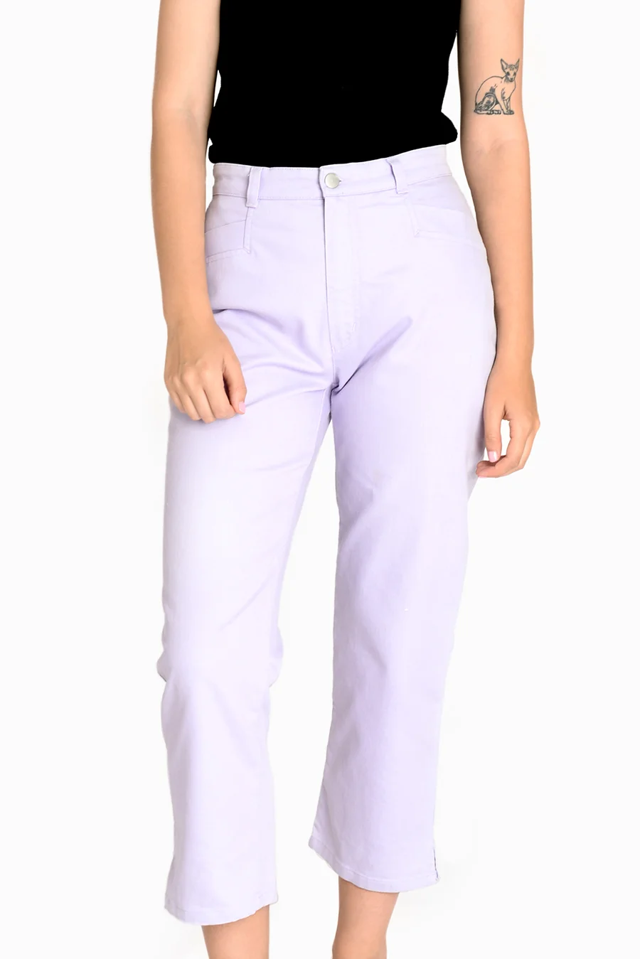 90's Lilac Cropped Jeans UK 10 