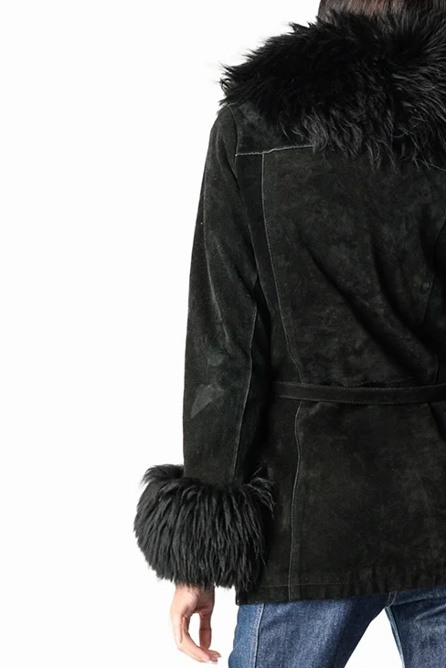black fur suede jacket