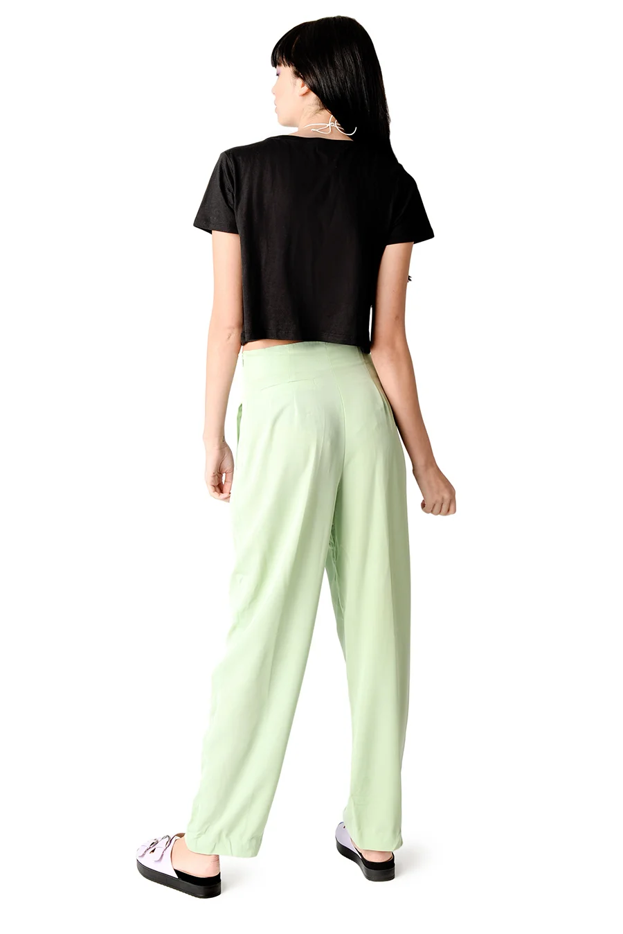 Light Green Wide Leg Trousers UK 10 