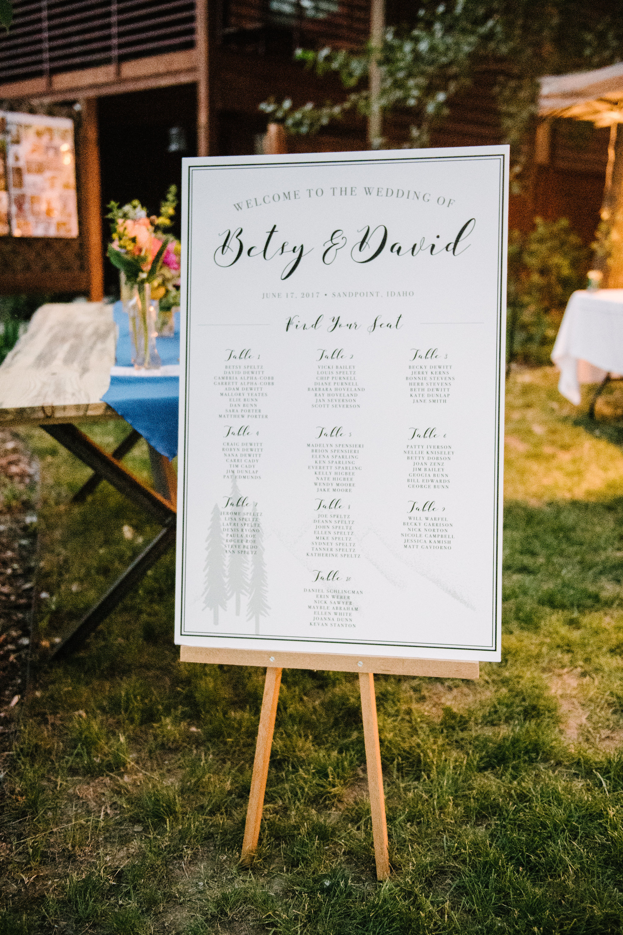 Custom made seating chart