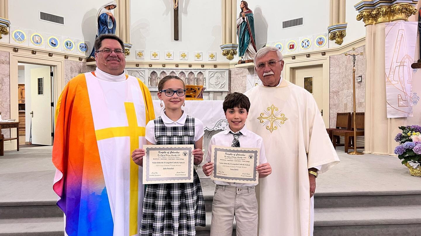 Congratulations to this year&rsquo;s Knight&rsquo;s of Columbus Essay Contest winners:  Ayla Z. and Luca. T. 

All of our 4th and 5th grade students presented well-written essays and represented our school well. 

Thank you to the Knights for their c