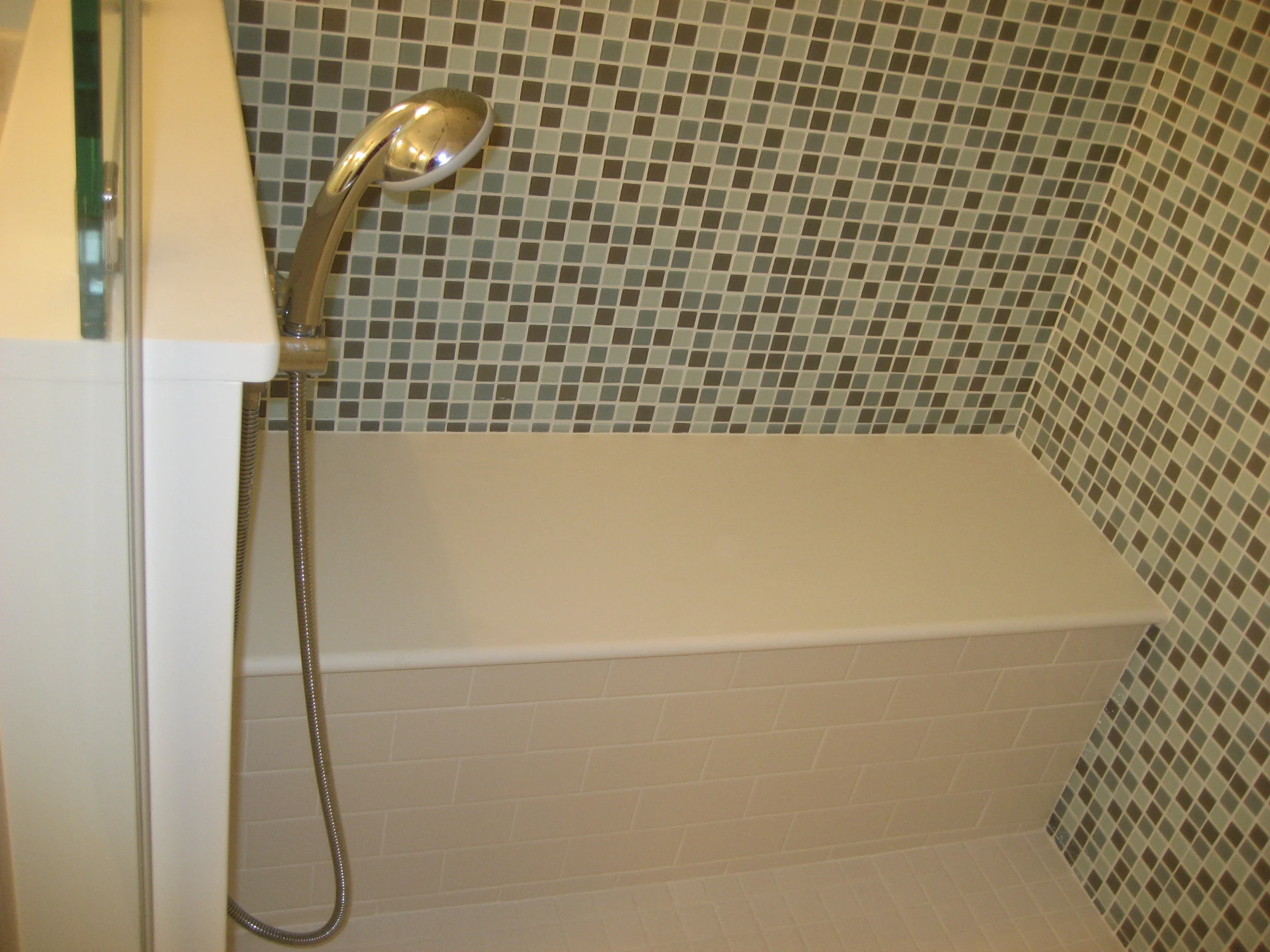 Corian Shower Seat, Half-Wall, and Thresholds 
