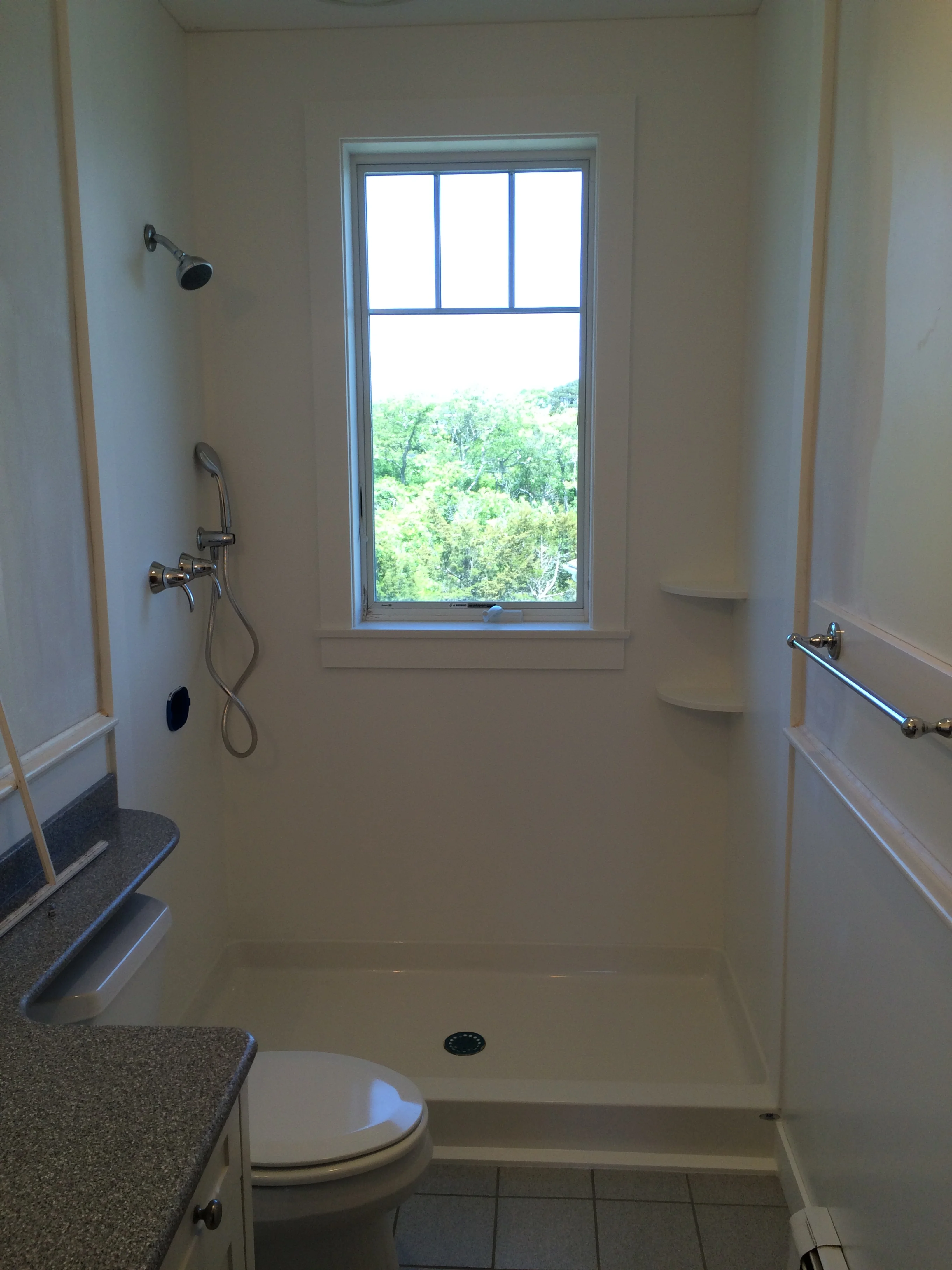  Corian Shower Surround Remodel - After  Shower Jambs, Thresholds, Soap Dishes, and One-Piece Window 