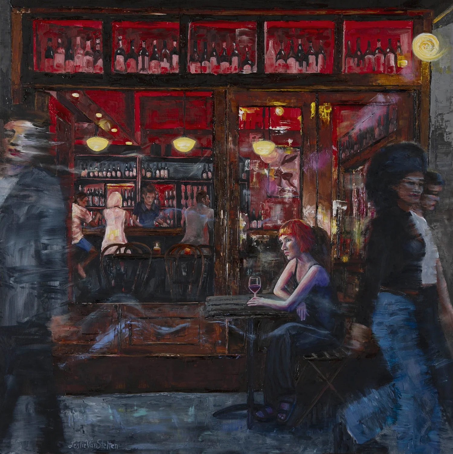 'Wine Bar' 20x20 Oil on Panel