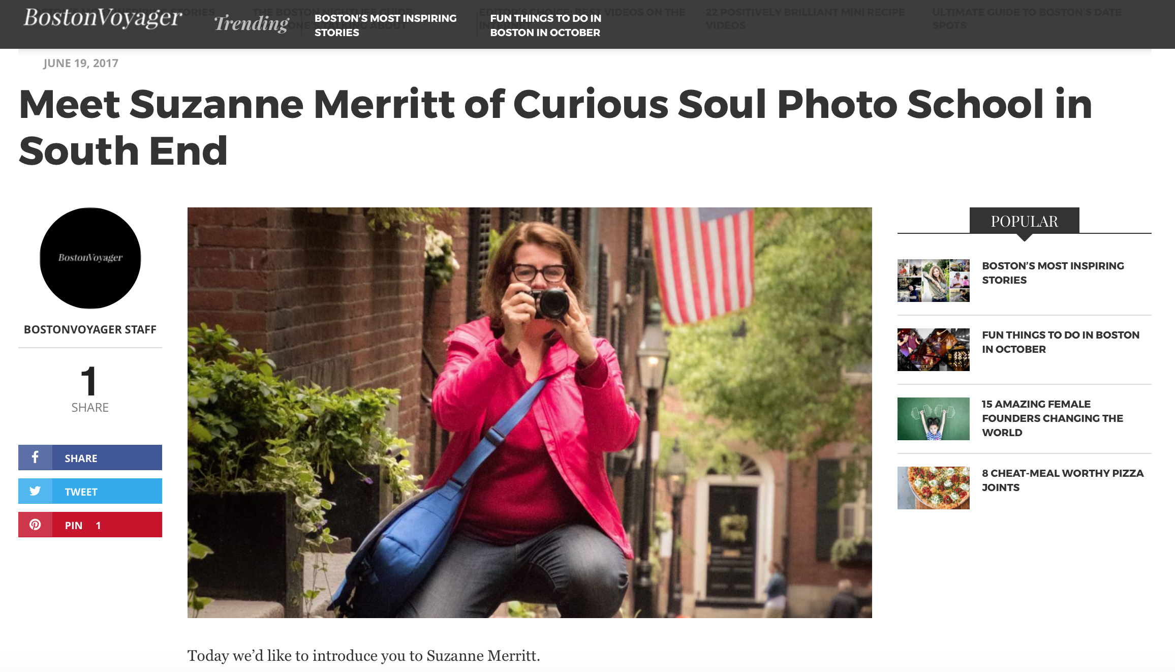 Interview published in Boston Voyager Magazine.