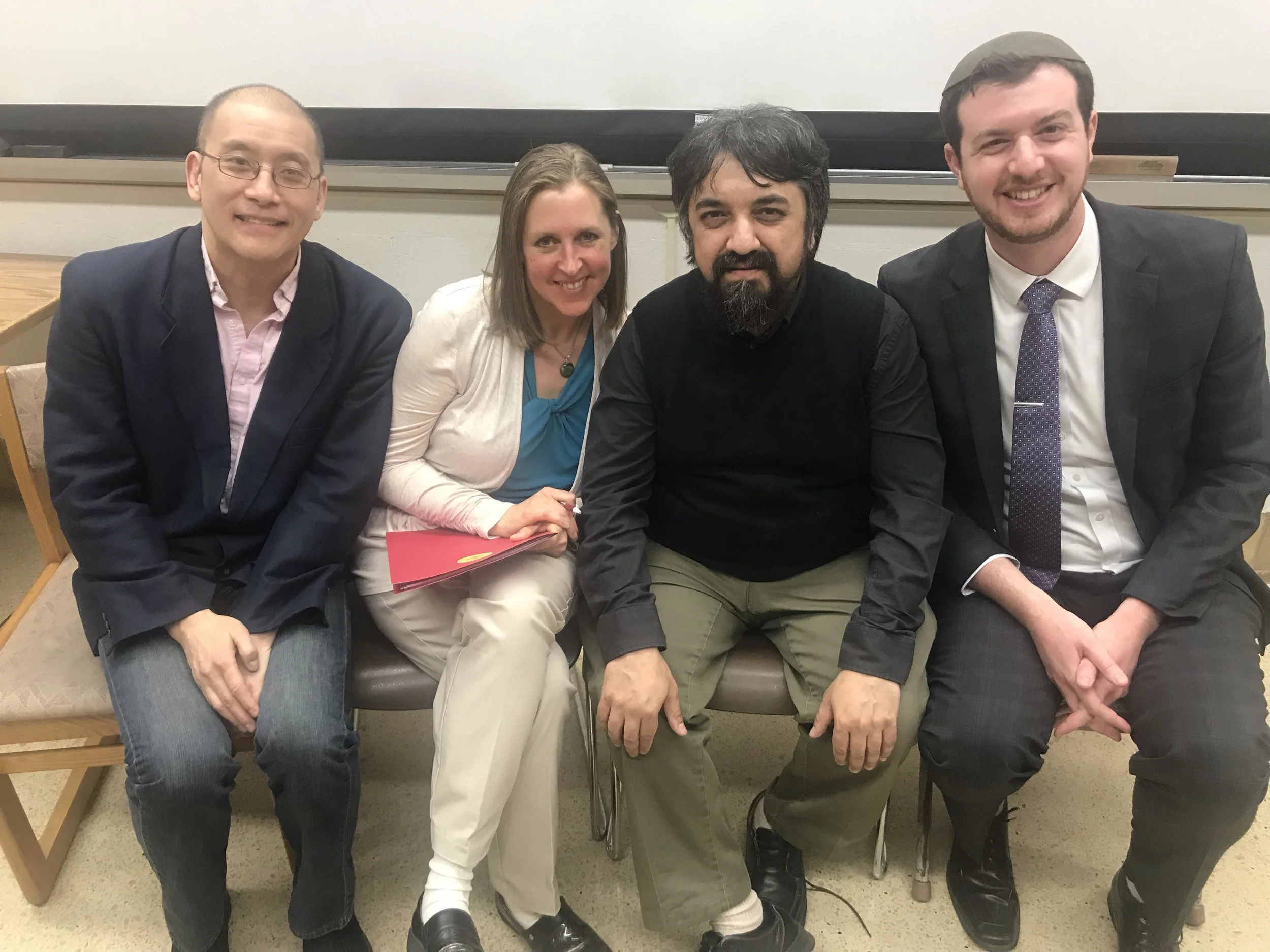 Dr. John Cha, Reverend Siri Erickson, Dr. Fuad Naeem, and Dr. Samuel J. Kessler as panelists for “God and Evil After The Holocaust,” Gustavus Adolphus College, March 2019.