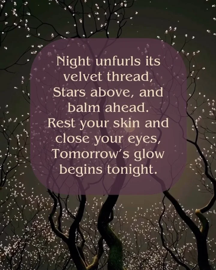 A dreamy night-themed skincare poem for Moonlight Velvet Face Oil