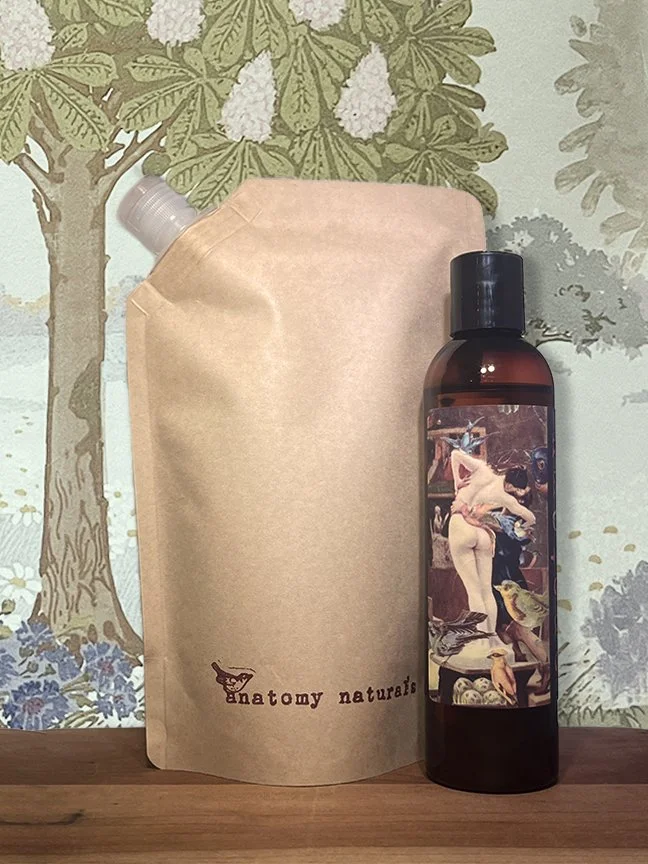 Eco-friendly refill pouch for Anatomy Naturals Right as Rain or Gentle Reign body oil – 14 oz sustainable skincare refill