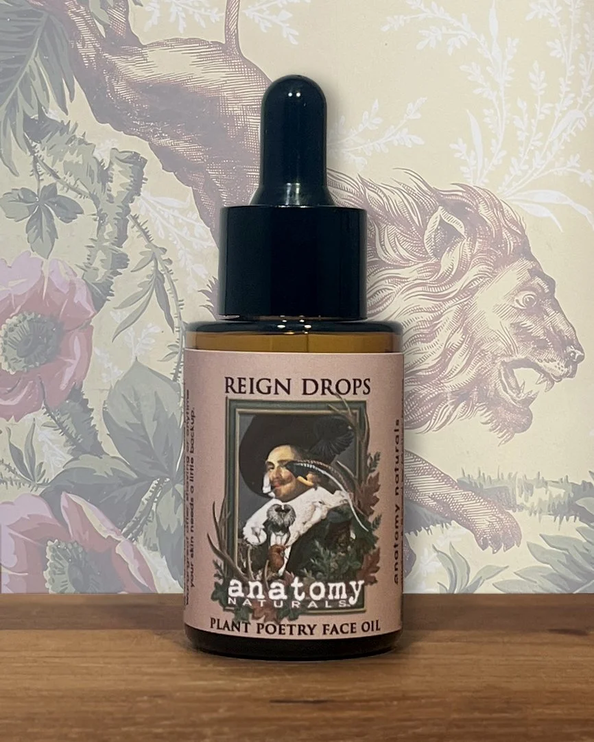 Reign Drops natural face oil for men in amber glass bottle with dropper top