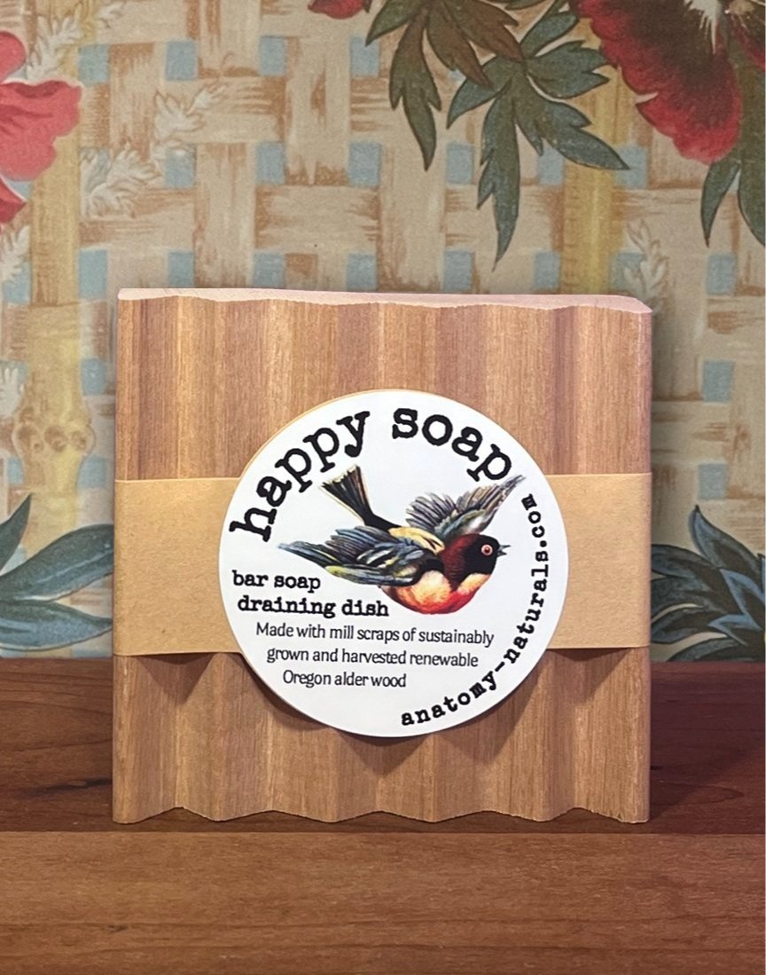 Wood draining dish for bar soap. All natural and sustainable.