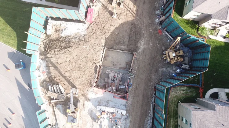 An aerial view of the pipeline construction site. Drone photograph: anonymous resident
