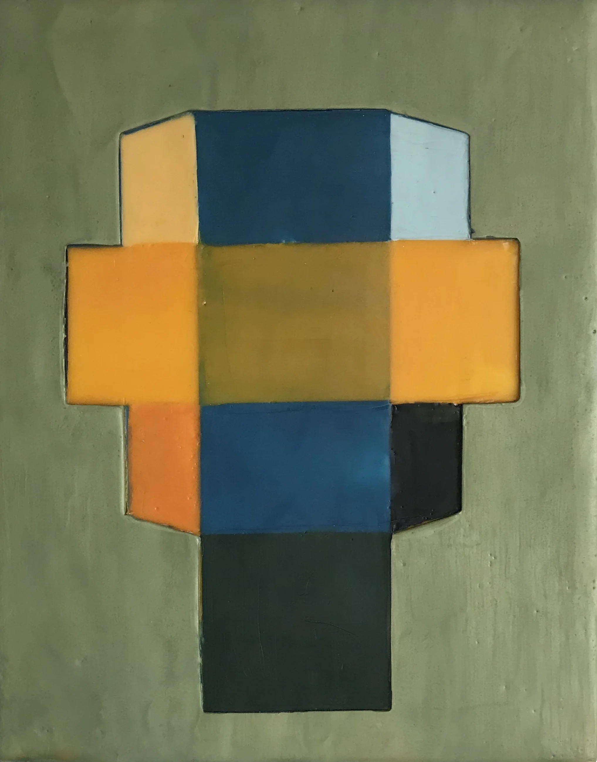 Lynette Haggard, Unfolded #3 , encaustic and cardboard on panel, 2015