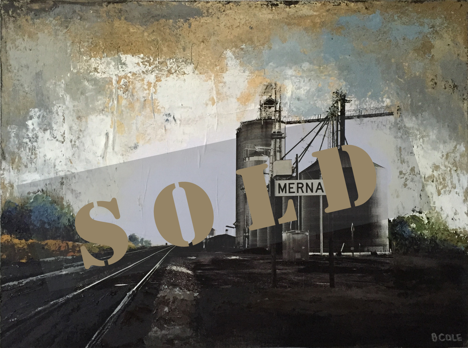 Our Town Merna - Oil/ColdWax/Photography - SOLD © Beth Cole