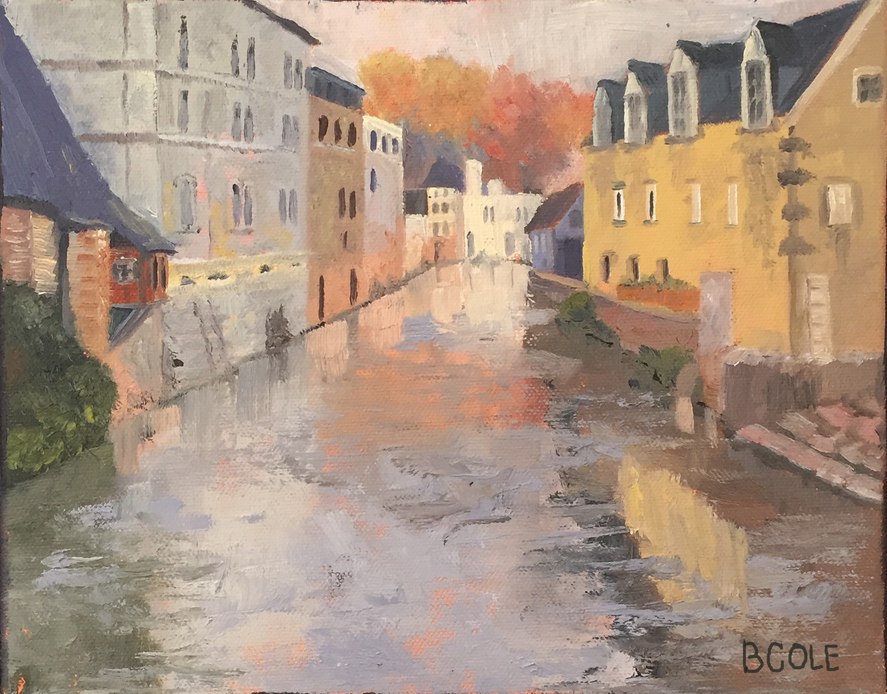 Nordfransk Elveparti, Beth Cole after Frits Thaulow, Oil on Panel, 8 x 10