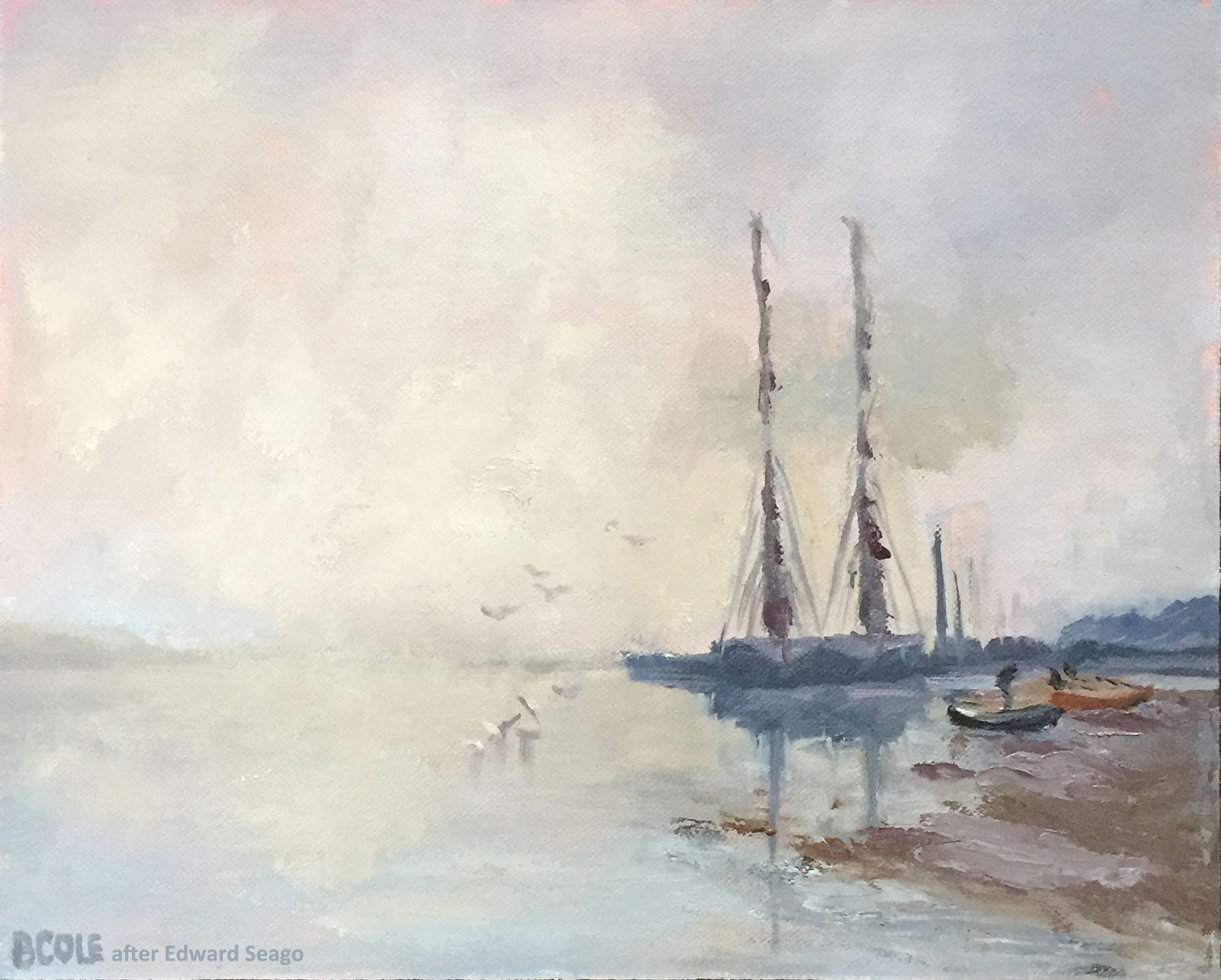 Boats on the Orwell, ©Beth Cole after Edward Seago