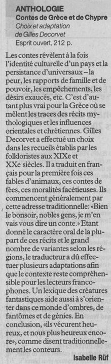 LE TEMPS / SAMEDI 9 MARS 2002 - par Isabelle Rüf