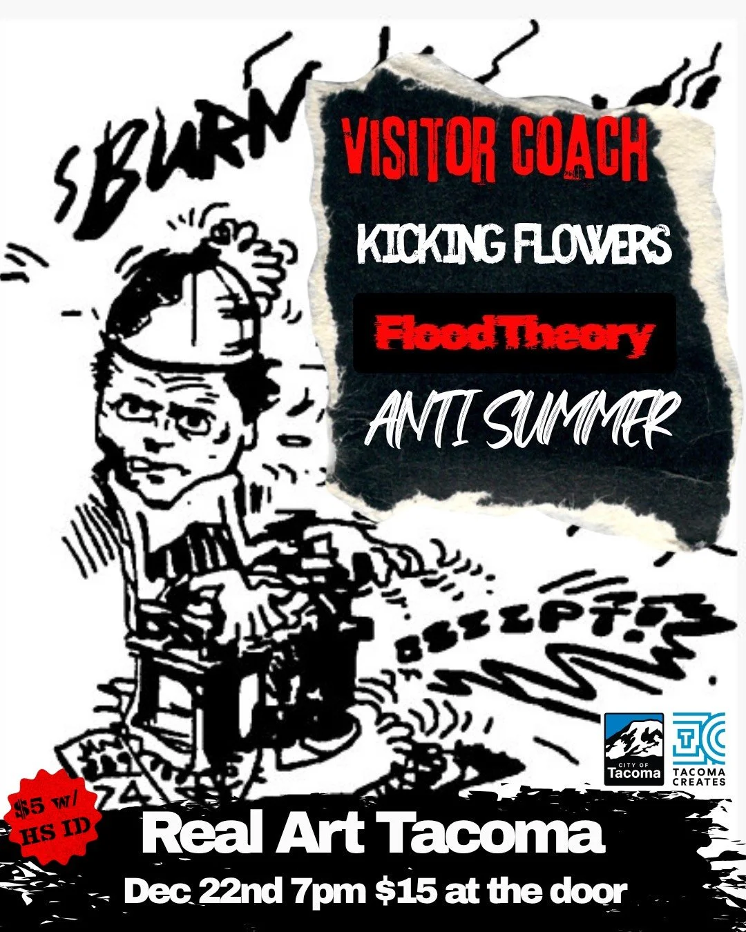 Real Art Tacoma Presents: Visitor Coach, Kicking Flowers, Flood Theory, AntiSummer