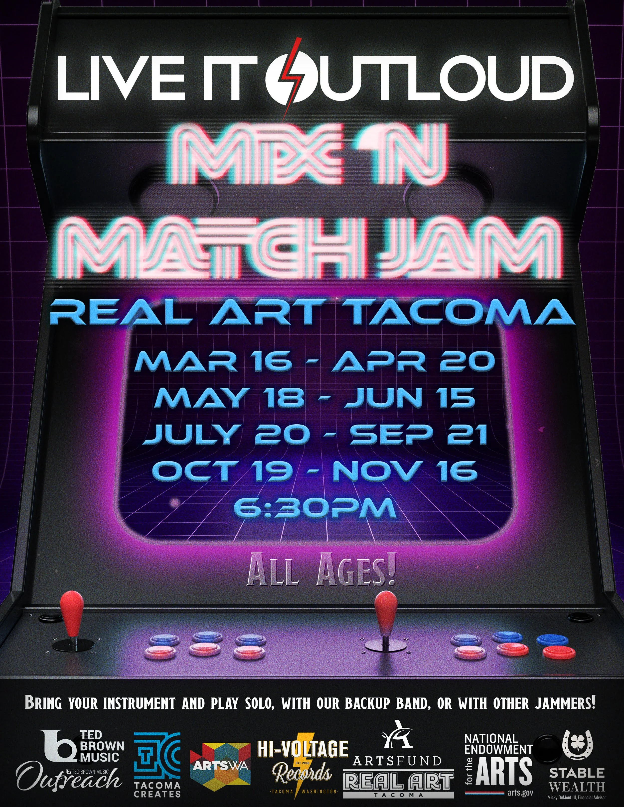 Live It OutLoud Presents: Mix N Match Jam Night — Real Art Tacoma