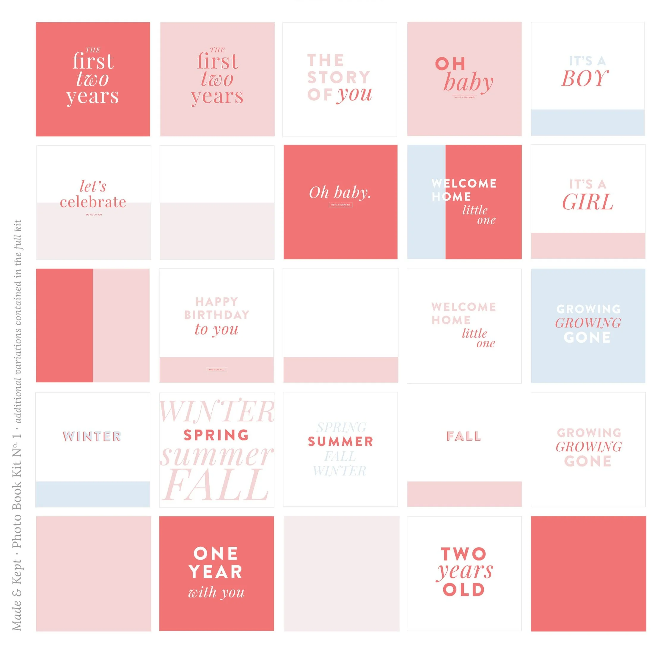 Photo Book Kit No. 1 - Baby's First Two Years / Malibu Colorway