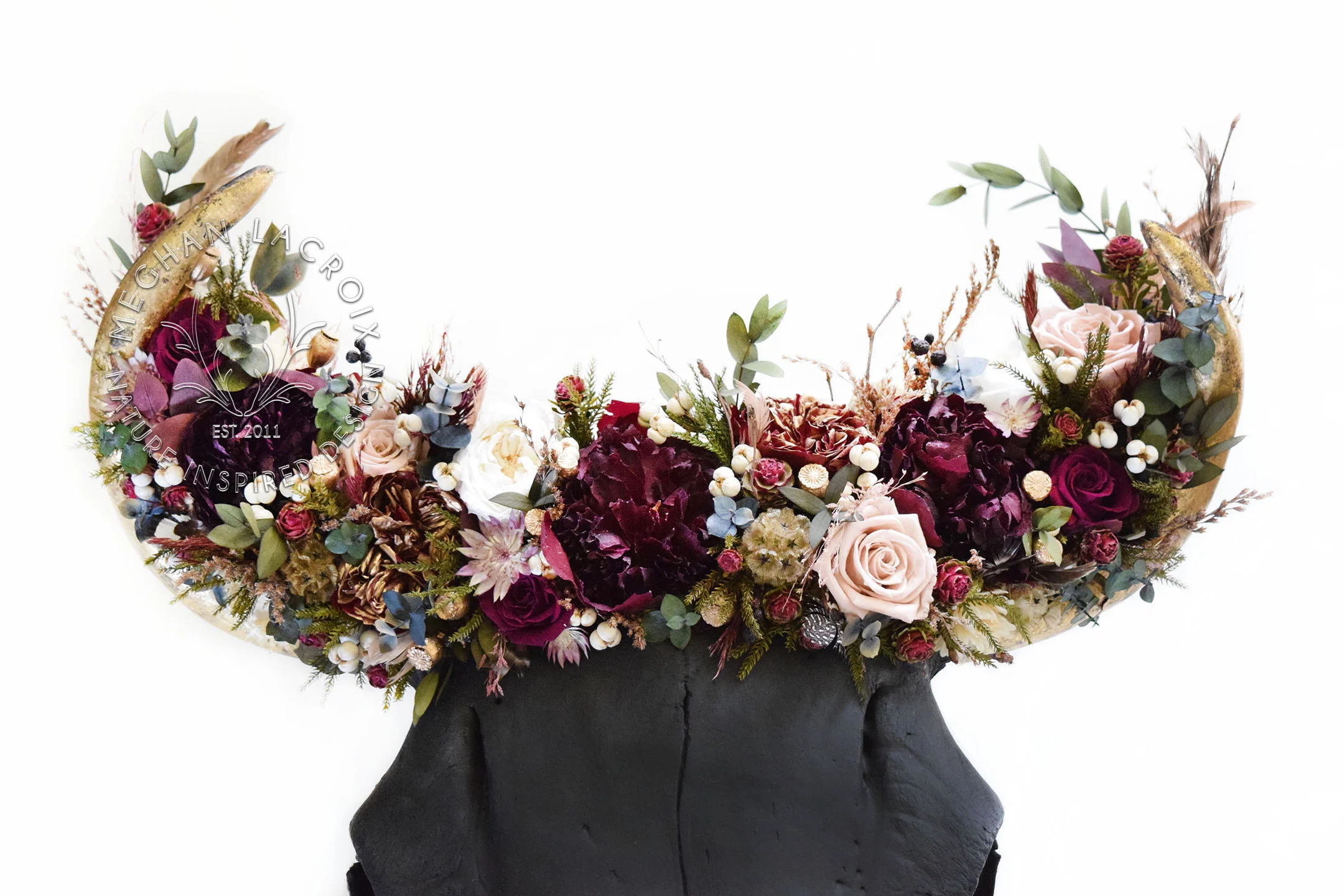 Bison Skull with Flower Crown by Meghan LaCroix