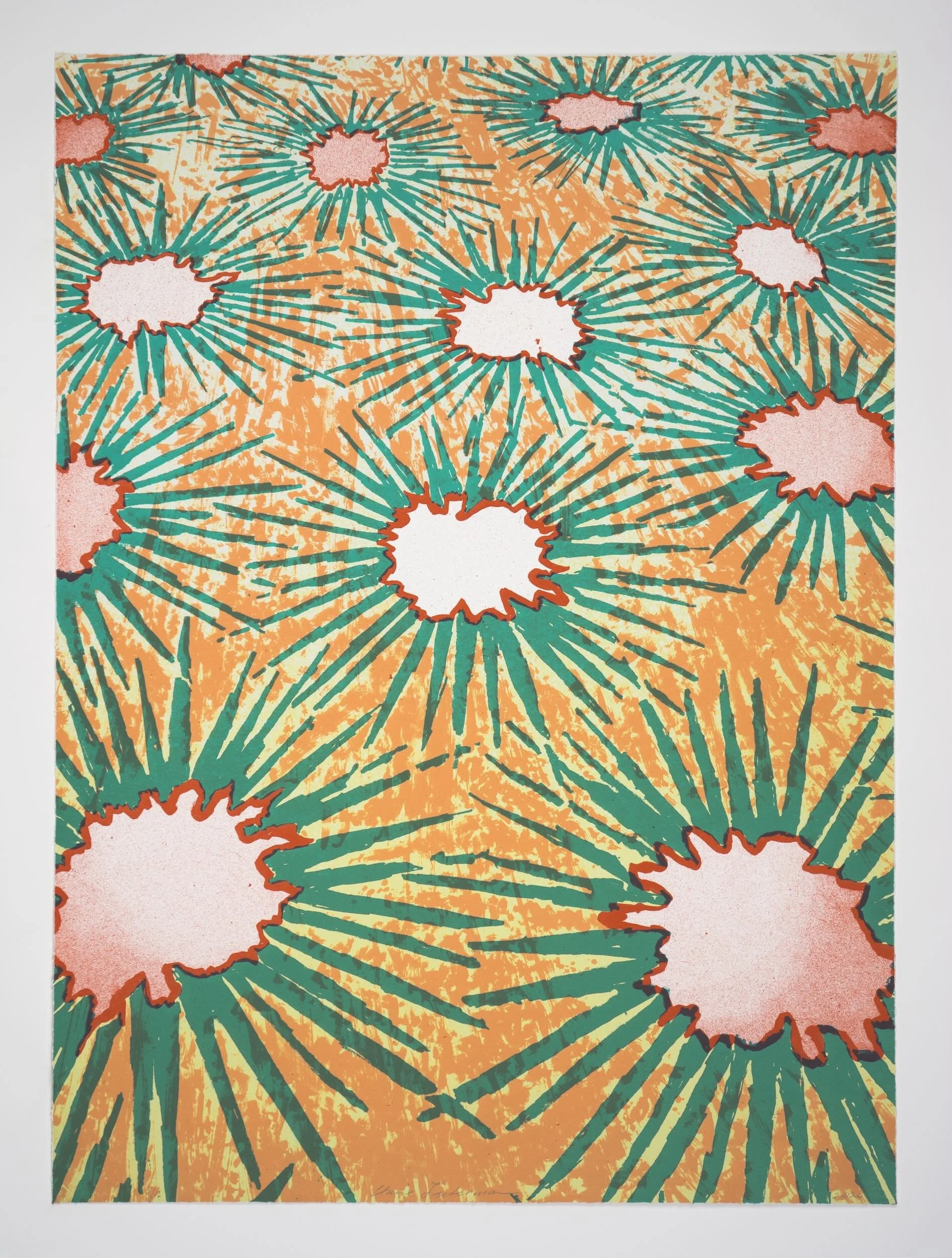 Spiky Starburst Field, 5-color lithograph, 30in x 22in, 2026, photo: Jonathan Higgins