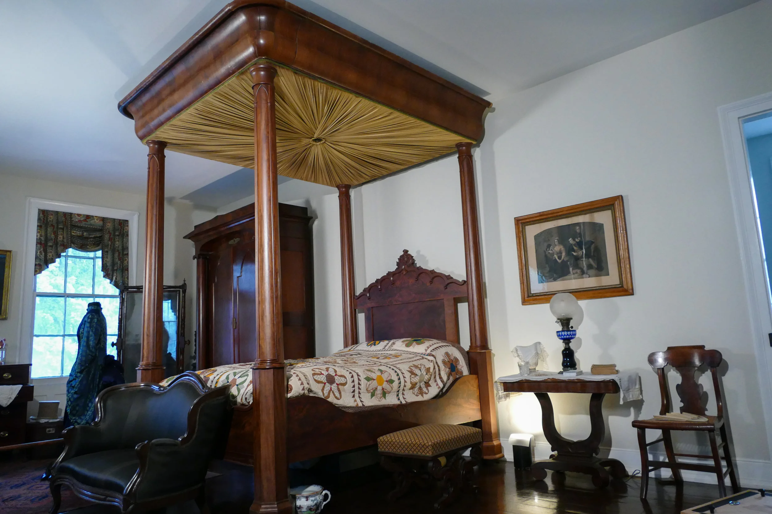 19th century Four poster bed with tester, Nichols-Rice Cherry House, Permanent collection of The Heritage Society