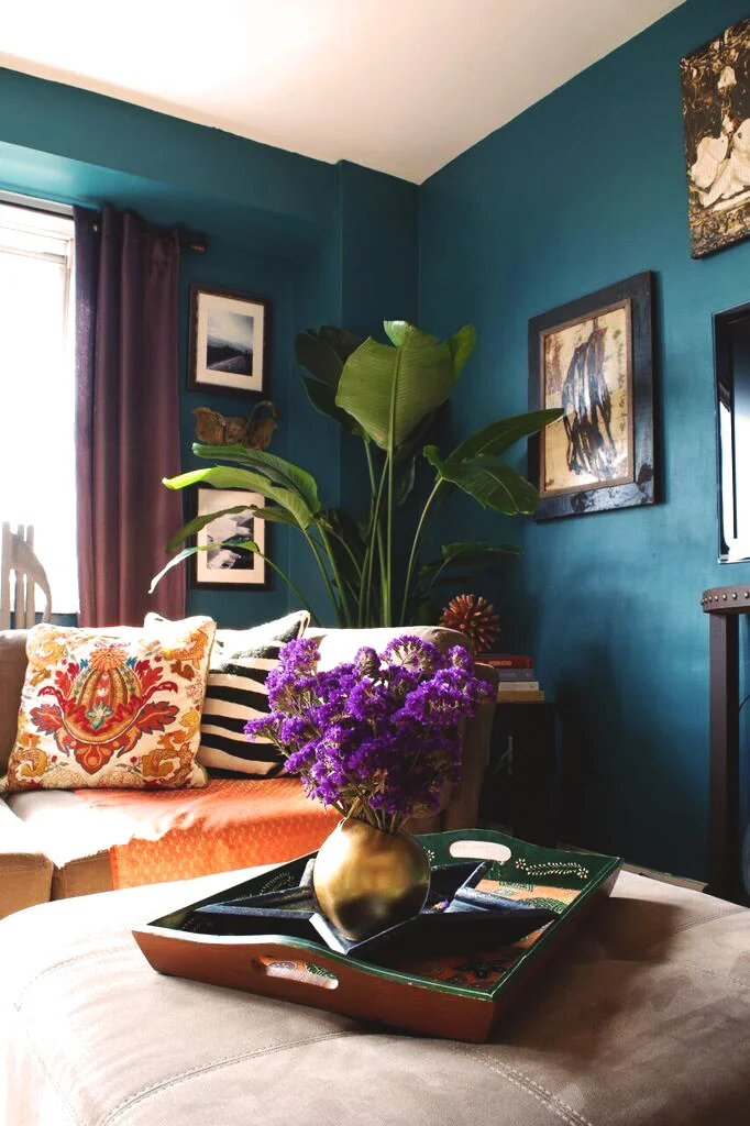 Harlem Oasis, Moroccan and Indian Inspired Design, Jewel Tone Living Room