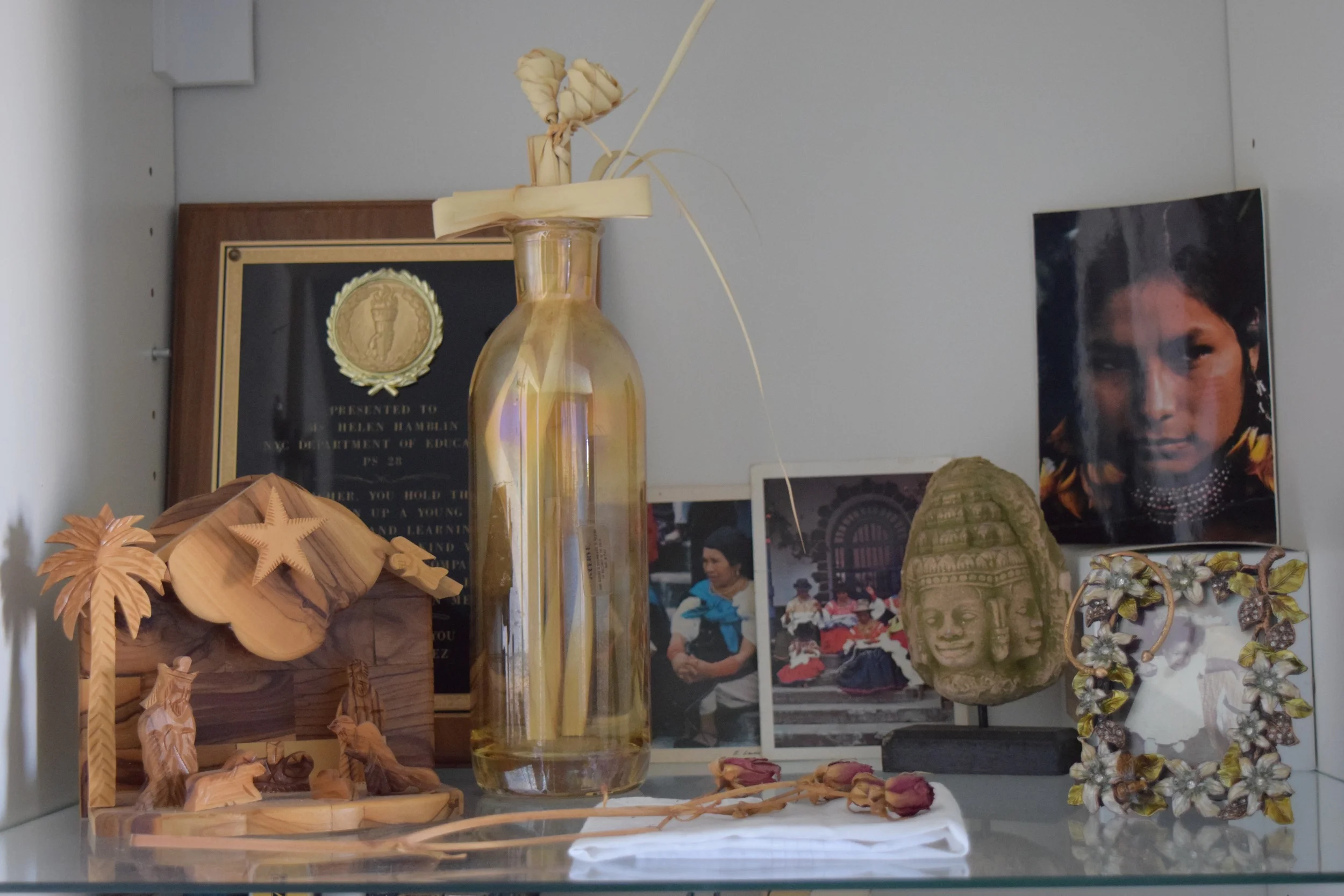 Wide shot of the shelf in my cabinet.