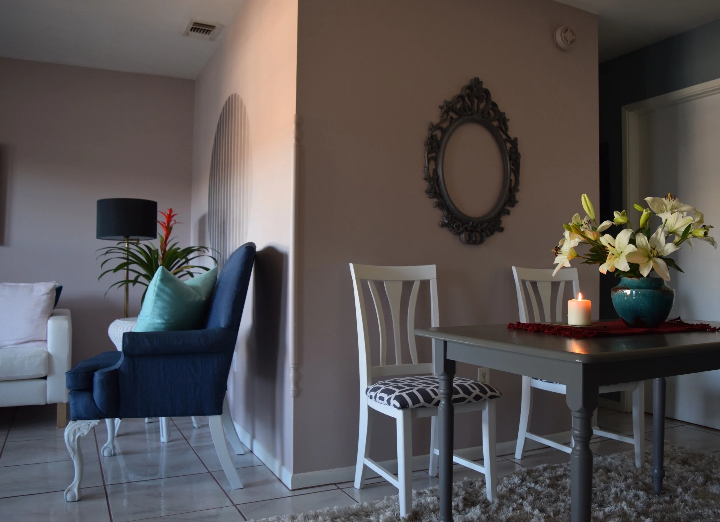 Pastel Interior, Living Room and Dining Room