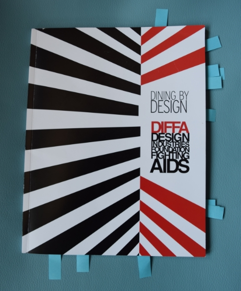 This is the "guide book" given to everyone visiting Dining By Design . It features the DIFFA Board of Trusties and staff, sponsors of Dining by Design and all of the design companies participating.