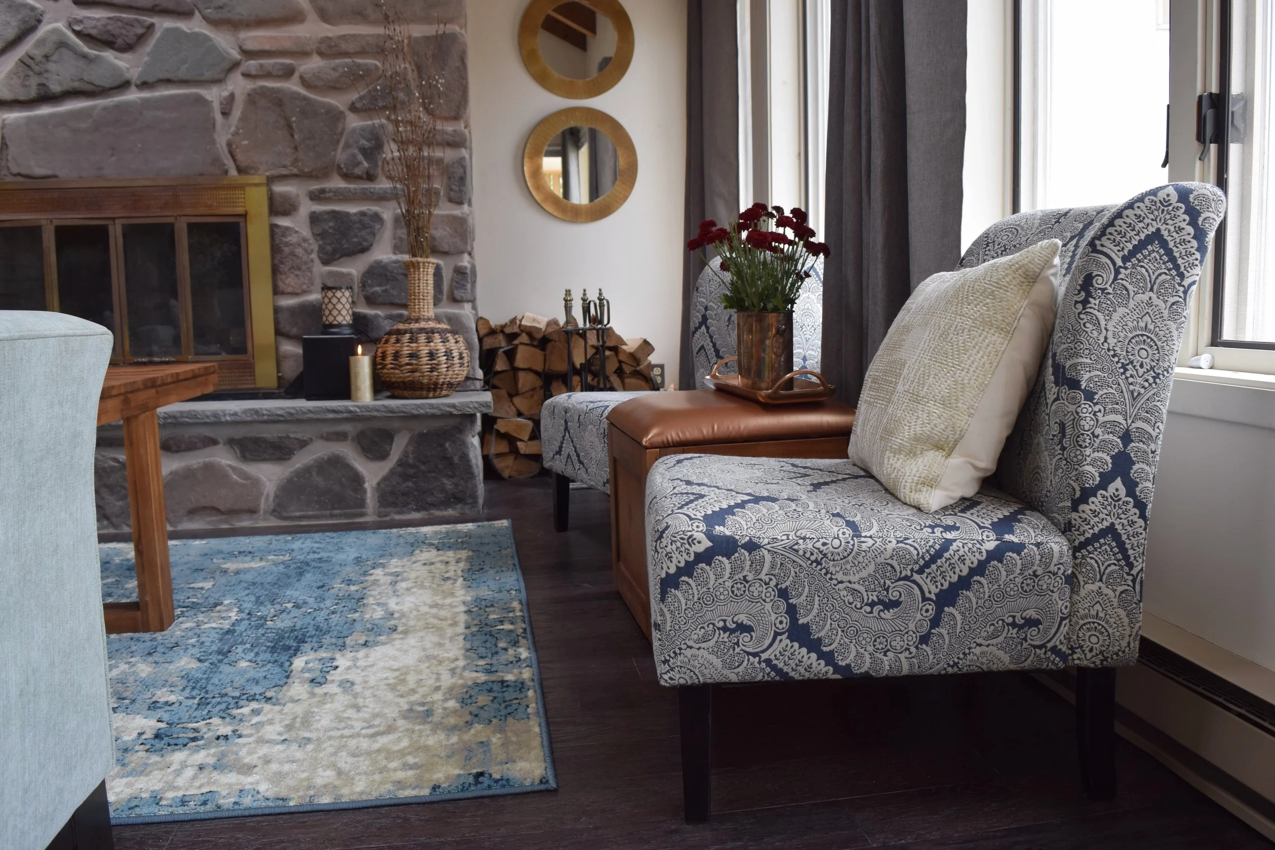 Eclectic Country Cabin, Stone Fireplace