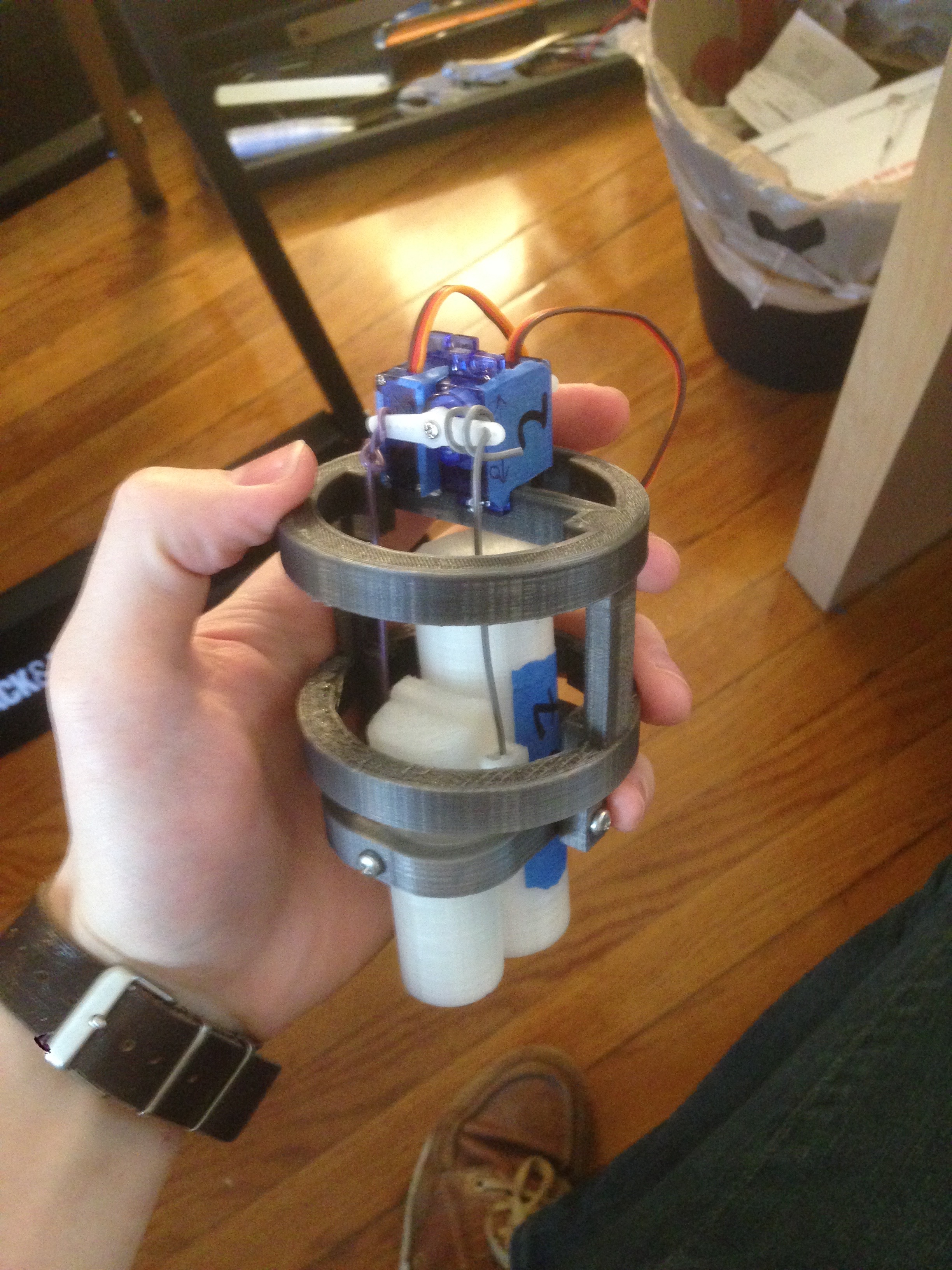 An early concept build of Scout V 0.1's thrust vectoring system