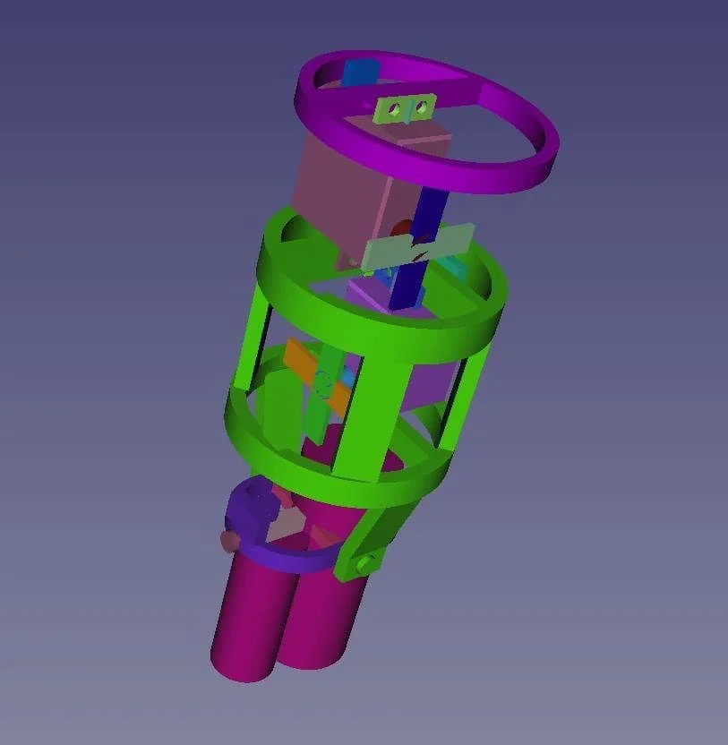 CAD screenshot of the thrust vectoring system used for Scout V 0.2 - 0.7