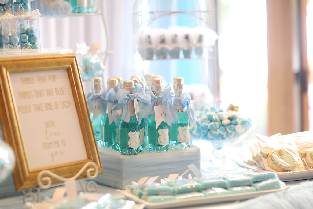 Everyone thought the blue wine was bubble bath (which would have also been a cute favor, come to think of it!)
