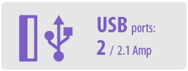 Number of USB Ports: Two | 2 USB Device Charger