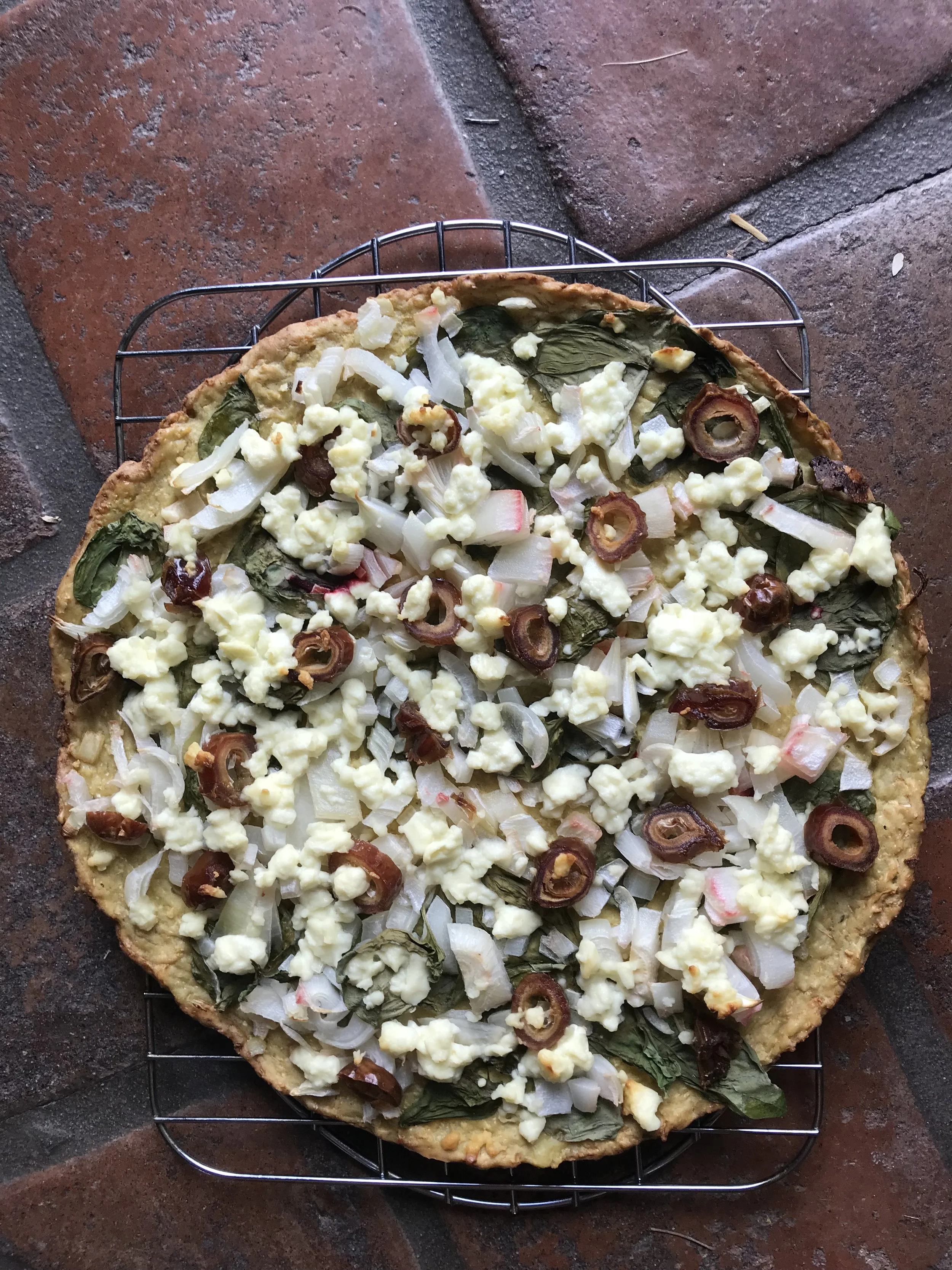 Medjool Date, Caramelized Onion and Feta Pizza (gluten free)