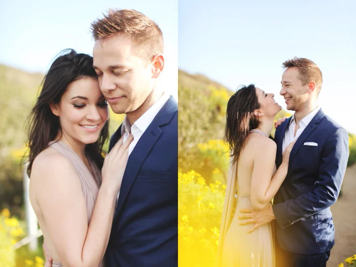malibu southern california engagement photography oceanside cliff sunflower field