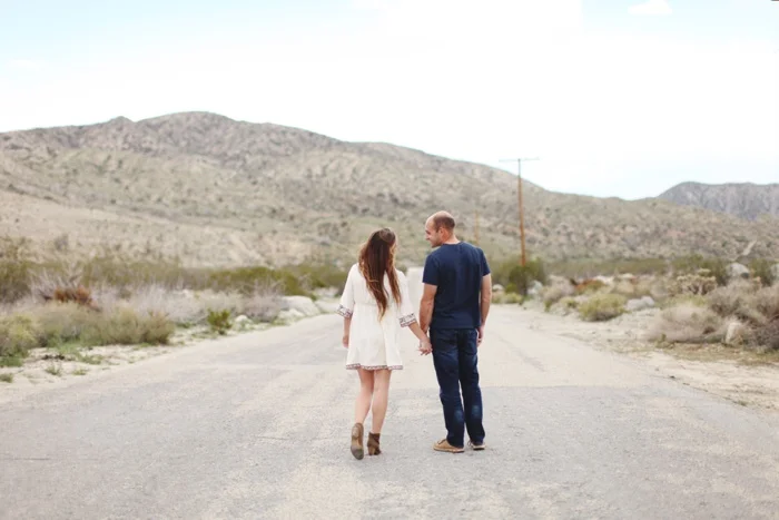 Morongo Canyon, Morongo Valley, desert boho engagement shoot