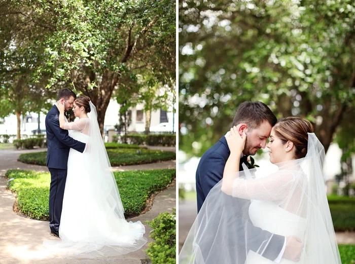 glamorous black tie navy gold and peach downtown orlando wedding photography