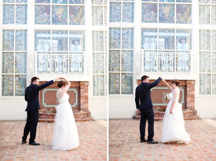 glamorous black tie navy gold and peach downtown orlando wedding photography
