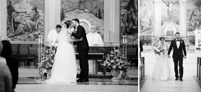 glamorous black tie navy gold and peach downtown orlando wedding photography