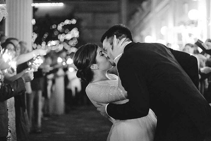 glamorous black tie navy gold and peach downtown orlando wedding photography