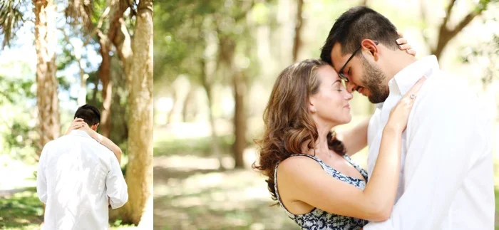 summertime romantic woodsy engagement session