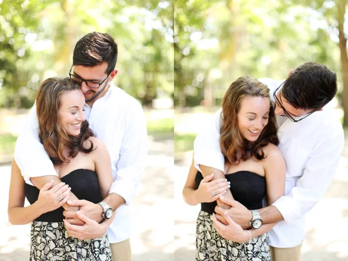 summertime romantic woodsy engagement session