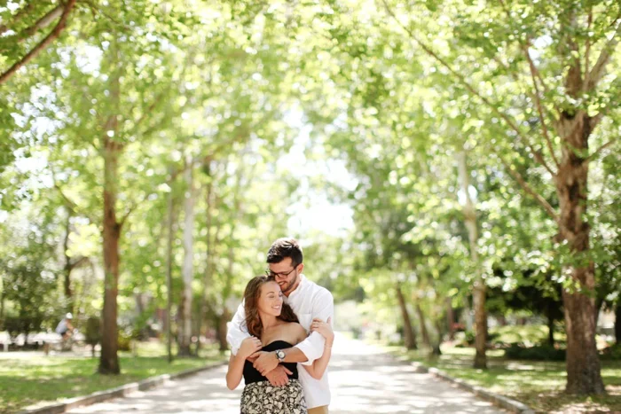 summertime romantic woodsy engagement session